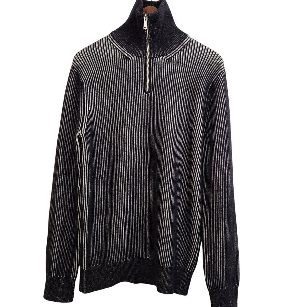 Karl Lagerfeld Paris Oversized QuarterZip Double Needle Heavy Soft Sweater Small